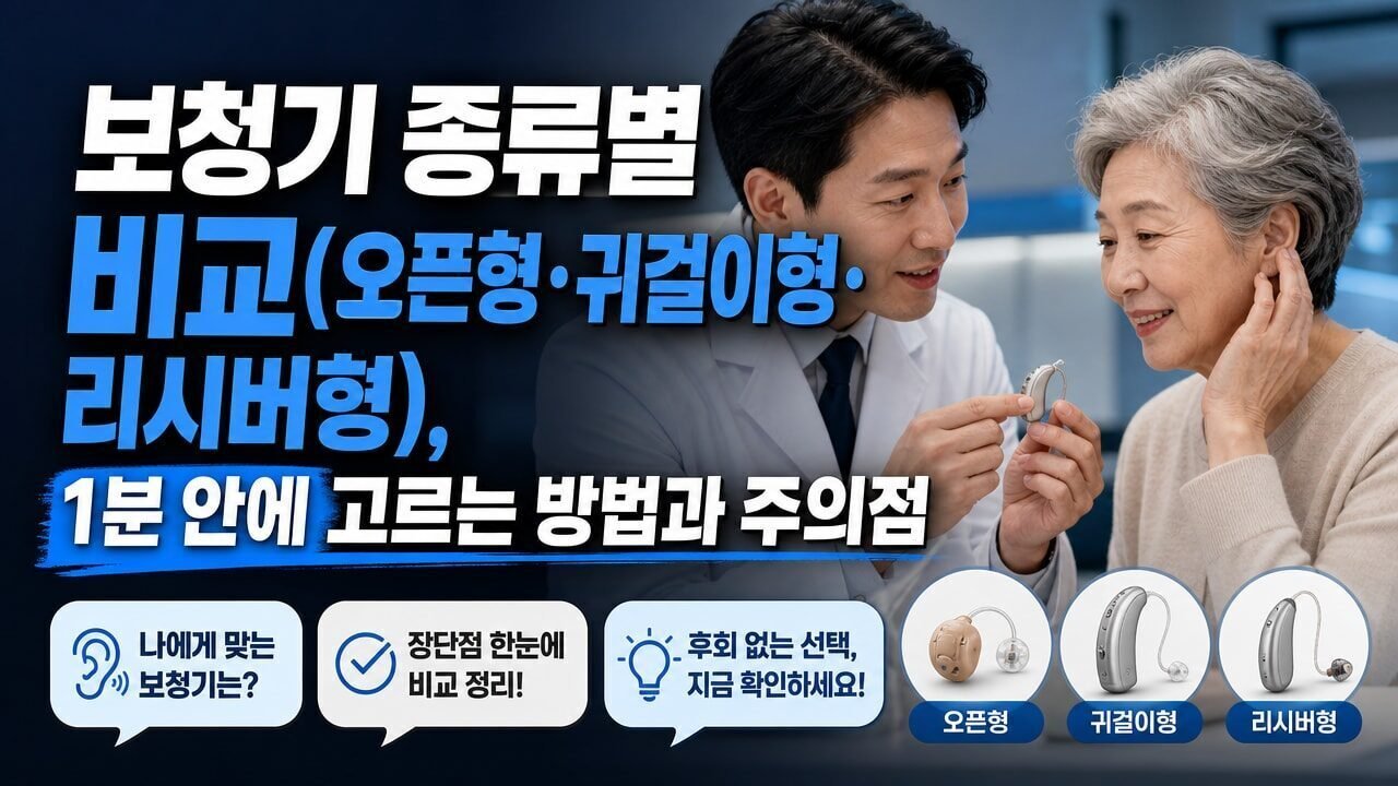 보청기 종류별 비교(오픈형·귀걸이형·리시버형), 1분 안에 고르는 방법과 주의점